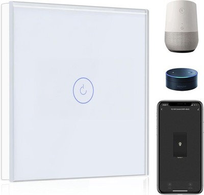 BSEED Smart Lichtschalter 1 Weg WLAN Touchscreen Weiß 2,4GHz Alexa Google Home