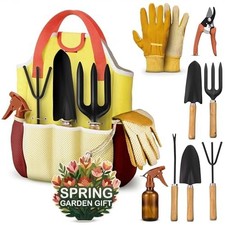 9 Piece Gardening Tool Set with Storage Bag Rust Proof Hand Tools for Garden