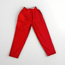 Vintage 80s Pleated Pants  Red  Black Pinstripe High Waist  Made in Italy