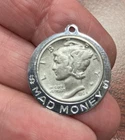 Vintage Mad Money 1935 mercury dime charm, Free Shipping
