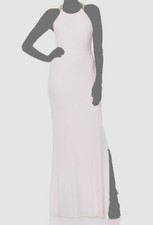 Laundry By Shelli Segal Women's White Embellished T-Back Gown Dress Size 0