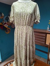 Grecerelle Maxi Summer Dress XL UK 20-24 Green Beige Animal Print Boho