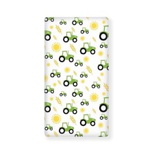 Green Tractor Farm Fitted Crib Sheet Yellow Sun and Rice Crops Standard Crib ...