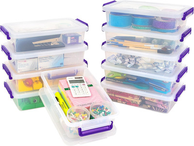 3 Qt. Plastic Craft Storage Container Bins with Lids, 10 Pack, Small