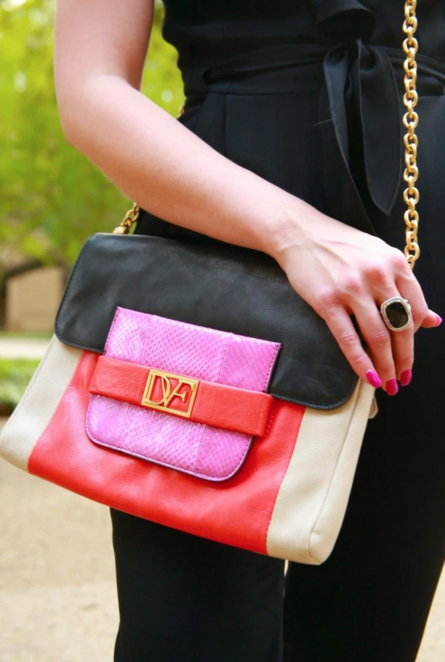 Bolso de Mano DVF (Diane von Furstenberg) Bloque de Color CROSSBODY RARO Foto 2 de 4