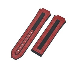 Big Bang Red Leather Plated Rubber Watch Strap For Hublot