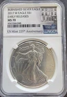 2017-W Burnished $1 American Silver Eagle NGC MS70 Early Releases 225th ER Label