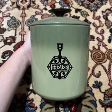 Vintage West Bend Avocado Green Grease Canister 