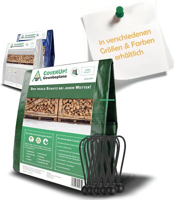 CoverUp! Abdeckplane Wasserdicht, 200g/m² - Gewebeplane mit Ösen & Zubehör