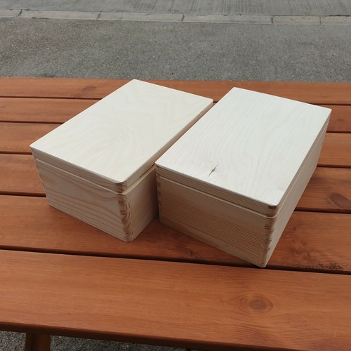 Wooden Box/Trunk, Set Of 2, 30 x 20 x 13.5 cm Without Handles, - Unpainted - Picture 3 of 6