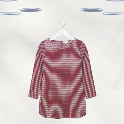 Ex Fat Face Women s 3/4 Sleeve Tulip Sparkle Stripe Top in Purple (Defect)