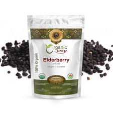 Organic Way Dried Elderberry Whole - Organic, Kosher  USDA Certified