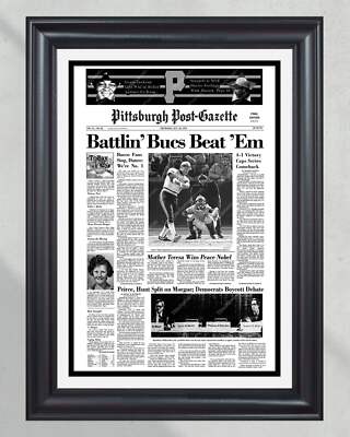 1979 Pittsburgh Pirates World Series Champions Framed Front Page Newspaper Print