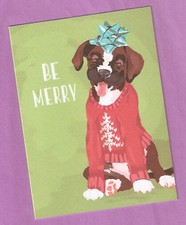 Boxer Christmas Cards Box of 10 Be Merry Sweater Tree Bow Printed in USA