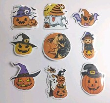 Lot Of 9 Stickers Witches Witch Hats Pumpkins Ghosts Halloween Spooky