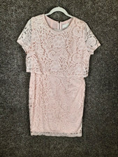 Forever 21+ Lace Sheath Dress Womens XL Pale Pink Short Sleeve Overlay Classic
