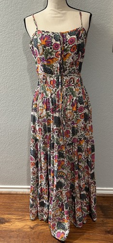 Rhode Zoe Dress Lamu Grande Vintage Print Maxi Resort Boho Women's L Org. $475