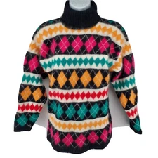 Vintage Casual Corner Womens L Sweater Angora Rabbit Hair Lambs Wool Turtleneck