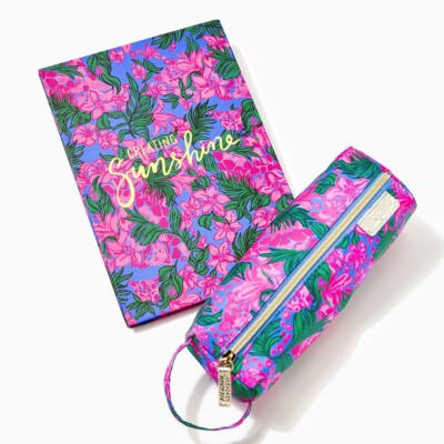 NWT Lilly Pulitzer Sketchbook & Pen Pouch  Safari Sunset