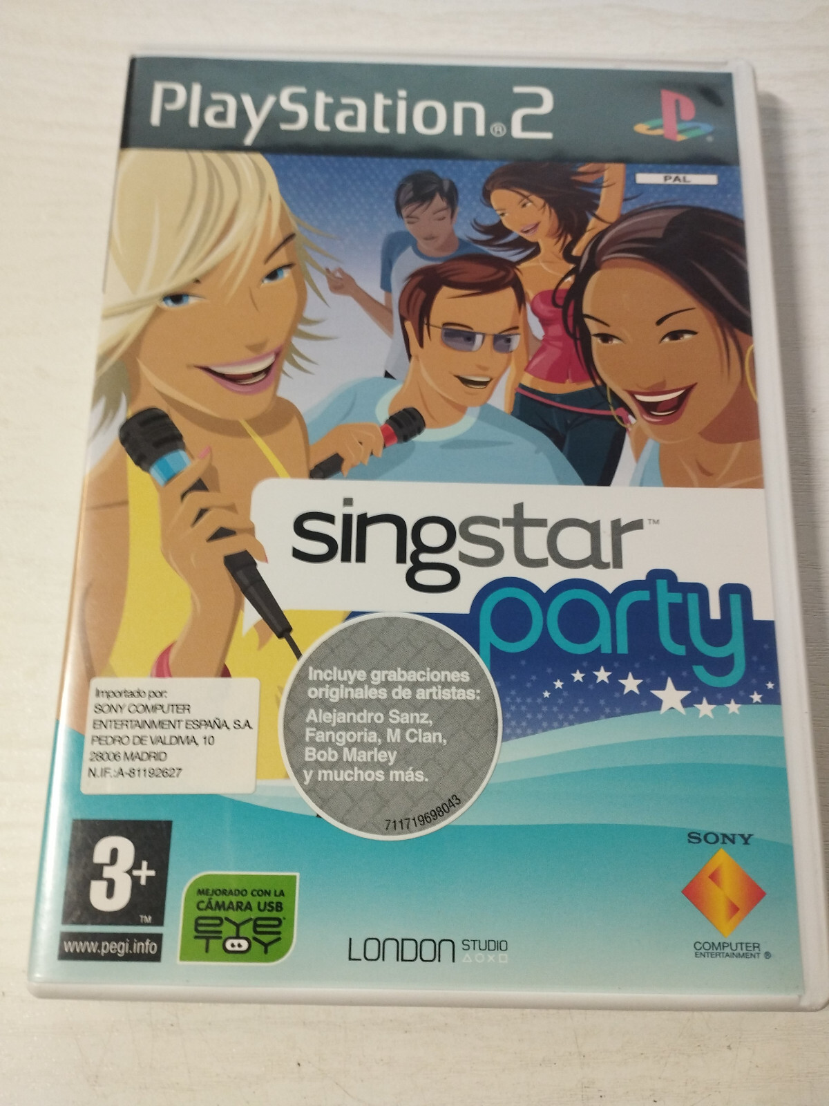 SingStar Party ALEJANDRO Sanz Fangoria Bob Marley - Playstation 2 Juego Para Ps2