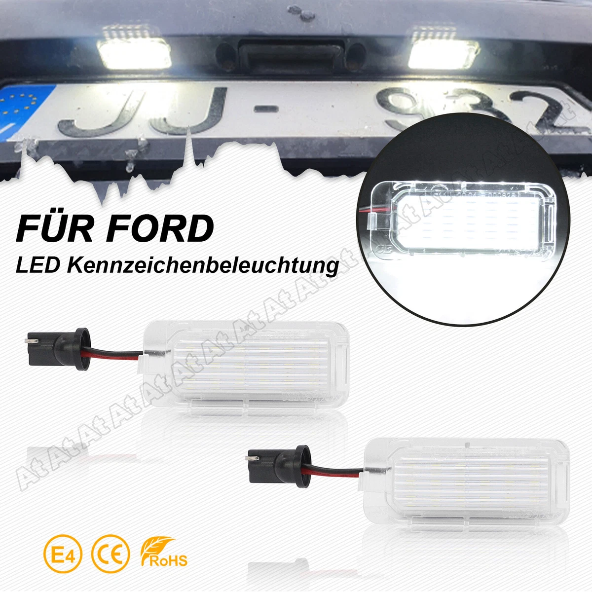 Akhan BK006 Kennzeichenbeleuchtung LED - Fehlerfrei Für Ford Mondeo, S-Max, Tourneo