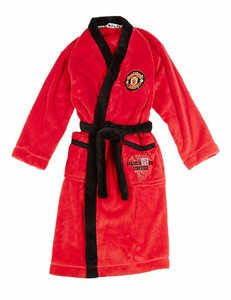 Bnwt M S Manchester United Red Black Fleece Belted Dressing Gown Robe 7 8 Years Ebay
