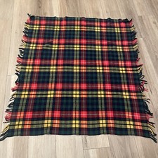 Vintage Made In England 100 Wool Plaid Blanket Tartan 56  X 53  Rosewood Brand