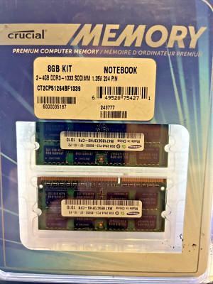 Kit Crucial Memoria RAM 8GB (2x4GB) DDR3 1333 MHz PC3-10600 SODIMM Per Laptop - 204 Pin, Bassa Tensione 1.35V - Foto 1