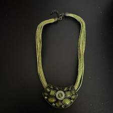 Green Pedant Short Necklace Costume Jewellery Gemstone Beads Statement Boho