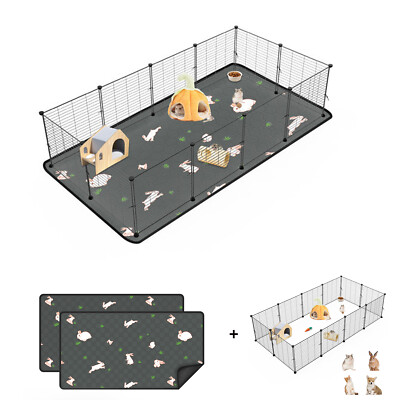 Guinea Pig Play Pen C&C Cage Metal Grid Fence + 2 x Waterproof Liner Pee Pads