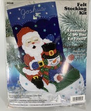 Design Works Crafts 5058 16"Felt Stocking Kit Santa  Snowman Sledding Complete