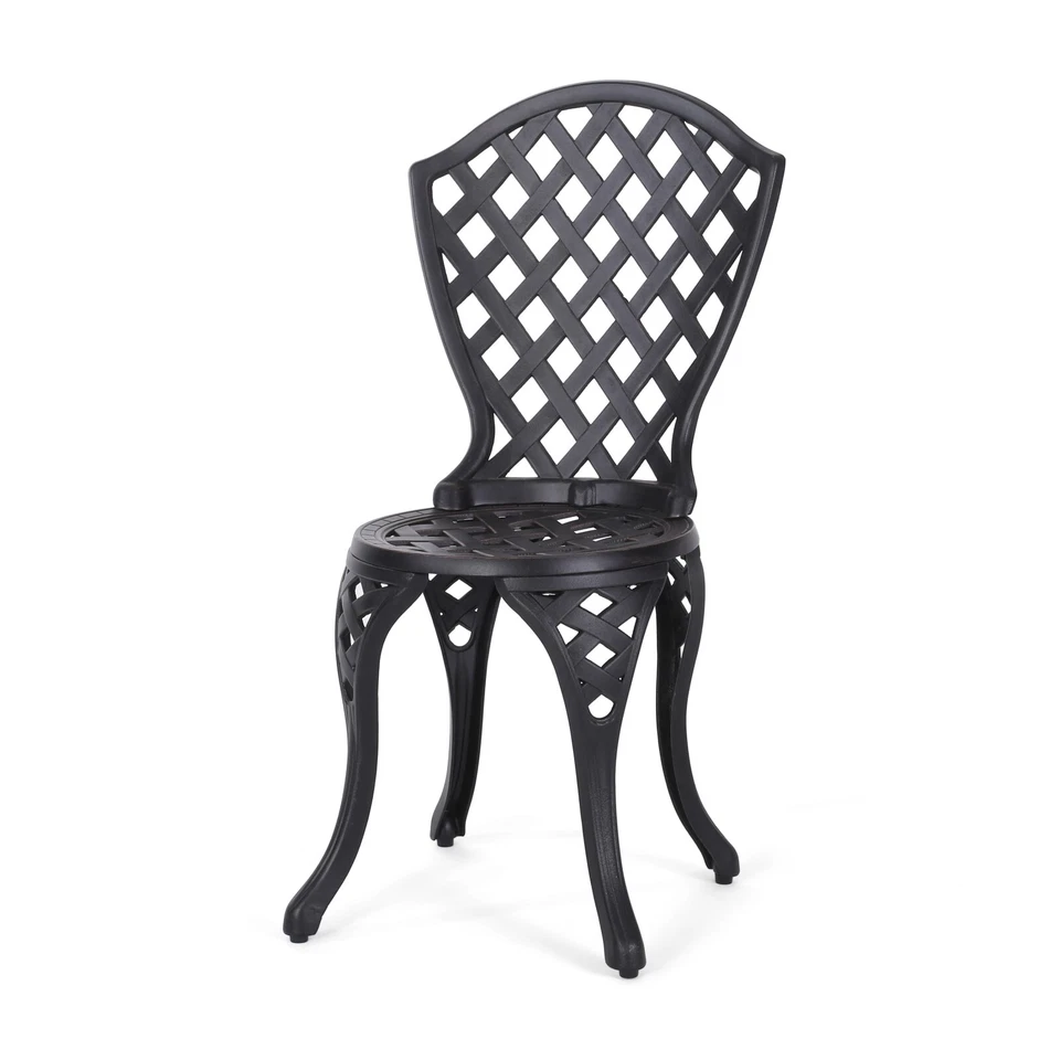 Lyon Traditional Outdoor 3-Piece Black with Bronze Cast Aluminum Bistro Set - Image 2 of 4
