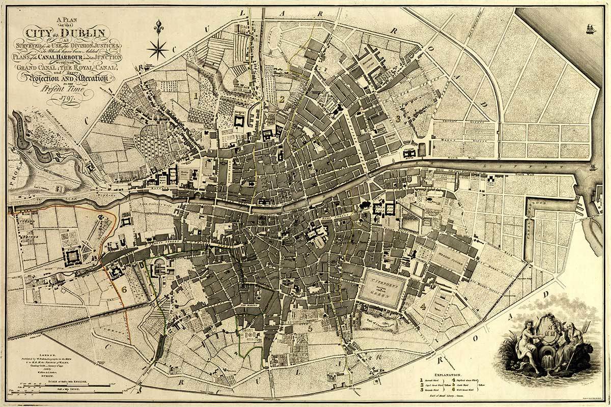 City Map of Dublin Ireland 1797 Irish Art Print Poster