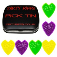 6 x Dunlop Kirk Hammett Jazz III 1.38mm Variety Guitar Plectrums In A Pick Tin