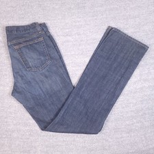 Gap Jeans Wmn 10 Long Blue Slim Fit Medium Wash Y2K Flared Whiskers Made In USA