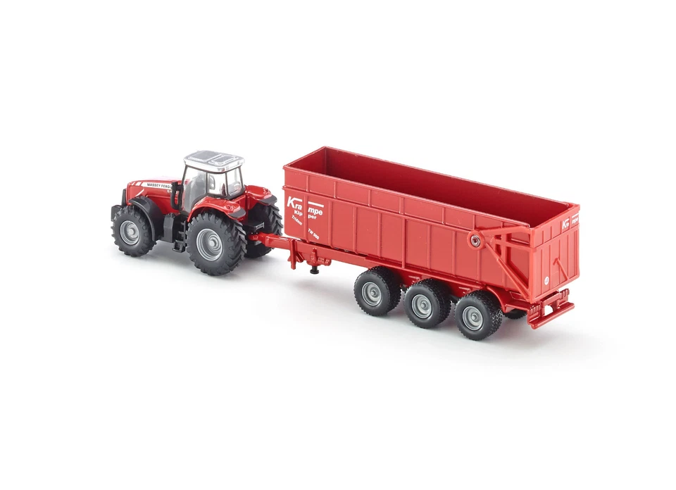 Siku 1844 Massey Ferguson tractor with trailer 1:87 scale tractors Krampe TW 900 - Image 2 of 4