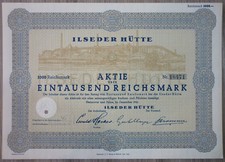 Aktie, Hanover,  Ilseder H&uuml;tte 1941,                                  (Art.3188)