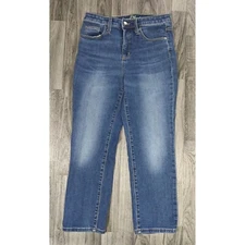 Universal Thread Women Size 8 / 29 High Rise Straight Cropped Striped Blue Jeans