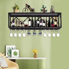 120CM Wall-Mounted Wine Racks & Bottle Holders 2-Tier Metal Rack Home Bar Decor