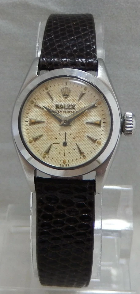 Rolex Oyster Perpetual Ladies ss Orig HOBNAIL DIAL, ULTIMATE SURVIVOR WATCH 1954 - Image 3 of 4