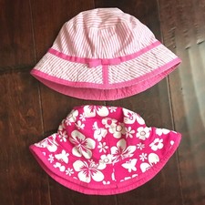 Childrens Place Girls Reversible Pink Floral Summer Bucket Hat Size 0- 12 Months
