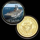 U.S. United States Navy | USS Saipan LHA-2 | Military Gold Plated Challenge Coin
