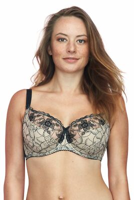 Softschalen Big Cup BH mit Bügel von Gaia beige-schwarz Mod.Viola.Neu