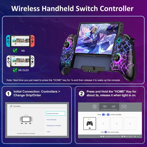 2pcs Switch Wireless Pro Controller For Nintendo Switch/OLED Joy-con Gamepad NS - Picture 2 of 18