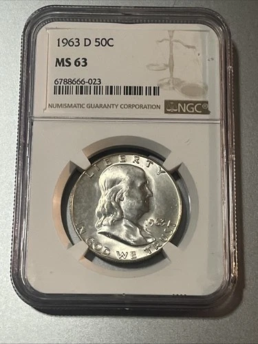 1963-D Franklin Silver Half Dollar 50c - NGC MS63 - Denver🔥🔥🔥