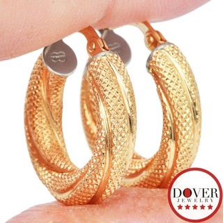Italian Unoaerre 18K Yellow Gold Twisted Textured Huggie Hoop Earrings 2.8 Gr NR