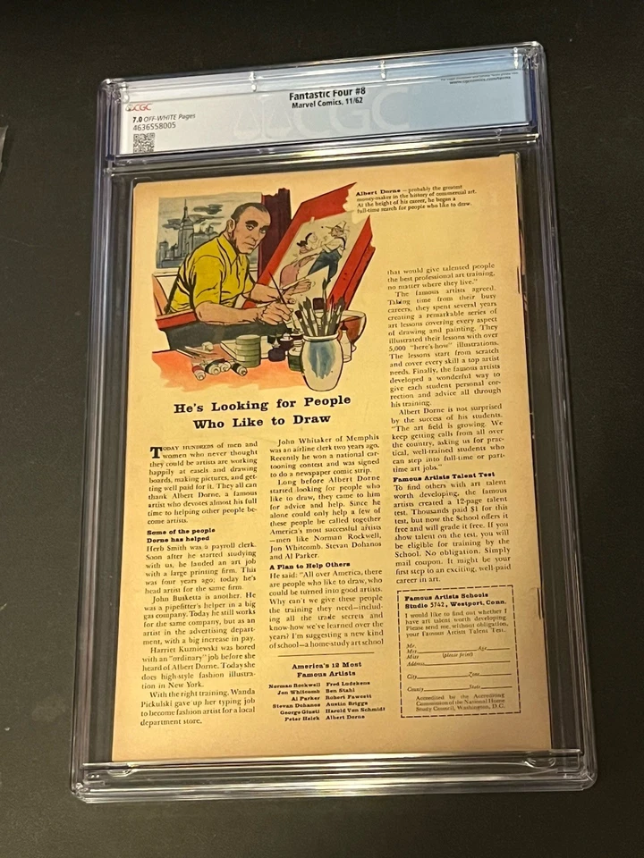 Fantastic Four #8, CGC 7.0, 1st App. of the Puppet Master & Alicia Masters, 1962 - image 2 of 2