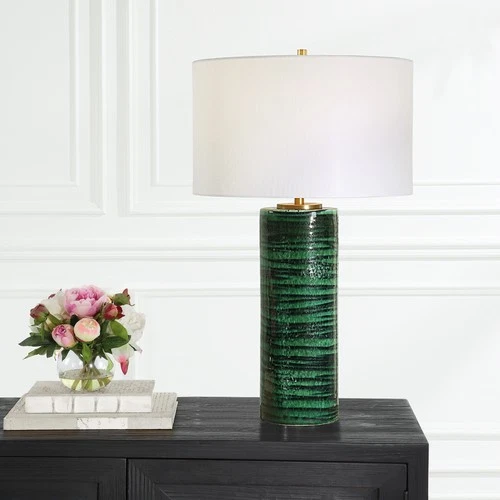 Uttermost Galeno Emerald Green Table Lamp - 28"H, Shade 10"H x 17" Dia. - Picture 2 of 7