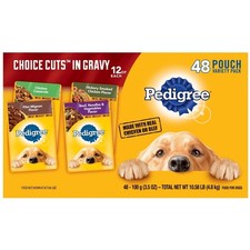 Adult Gravy Wet Dog Food Chicken Beef Variety Pack 3.5 oz Pouches (48 Pack) Hot 4.95 per gallon