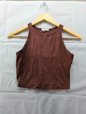 Active Basic Ribbed Crop Tank Chocolate Brown Women’s Medium